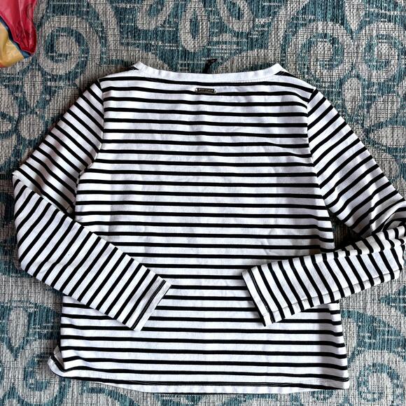 Betsy Johnson Black & White Striped Gold Lightning Bolt Long Sleeve Top - Size S - Picture 3 of 8